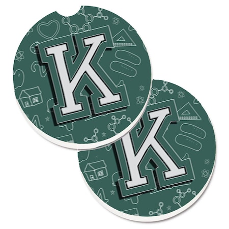 Carolines Treasures Letter K Back to School Initial Set of 2 Cup Holder Car Coaster CJ2010-KCARC
